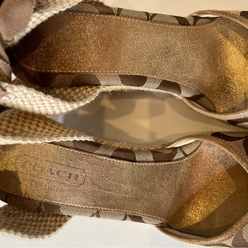 Coach wedges in neutral color. Brown lace up Sandals Sz 9 - Picture 10 of 11
